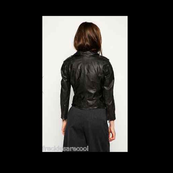 MUUBAA KOSI CROP LEATHER BIKER JACKET BLACK 8 - Picture 5 of 10